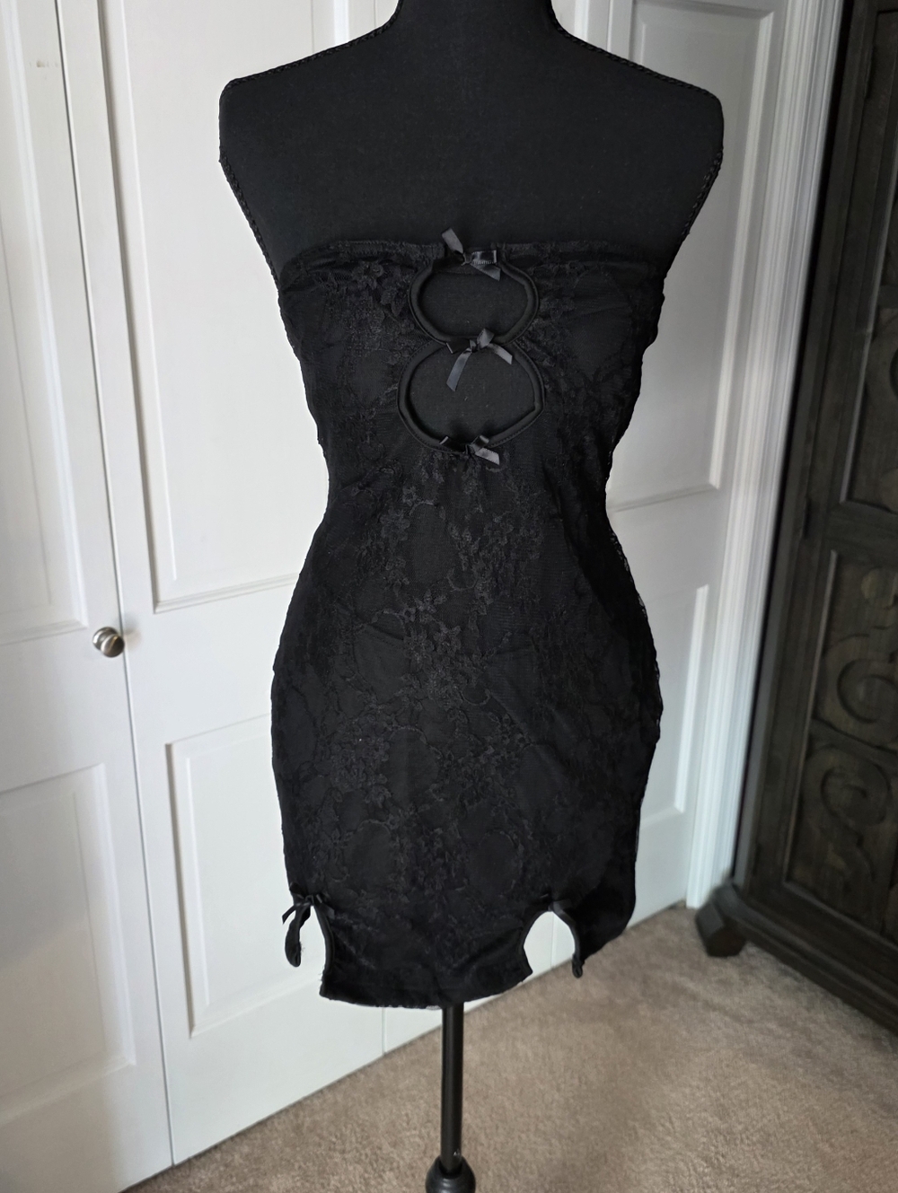 Black Lace Strapless Chemise Goth Coquette Feminine Romamce Festival